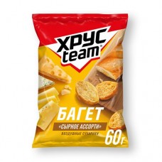 Сухарики Хрусteam Багет сырное ассорти 60г в магазинах Фасоль