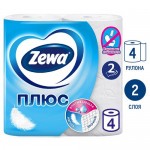 Туалетная бумага Zewa Плюс белая 2-слойная, 4 рулона Туалетная бумага Zewa Плюс белая 2-слойная, 4 рулона