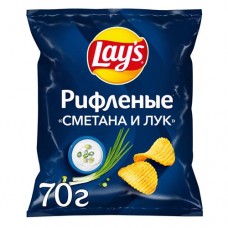 Чипсы Lay's рифленые Сметана и лук, 70г в магазинах Фасоль