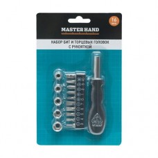 Набор бит и торцевых головок с рукояткой, Master Hand, 16 предметов в магазинах FixPrice