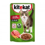 Влажный корм для кошек, Kitekat, говядина в желе, 85 г