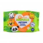 Влажные полотенца детские, Smart Animals, 60 шт.