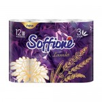 Бумага туалетная, Soffione, 3 слоя, 12 рулонов, в ассортименте