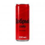 Напиток сильногазированный Кола, Добрый, без сахара, 0,33 л