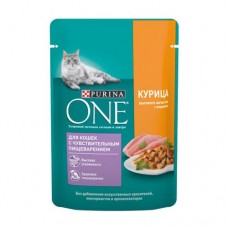 Корм для кошек с чувствительным пищеварением, Purina One, курица/морковь, 75 г в магазинах FixPrice