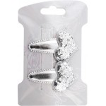 Заколка для волос клик-клак B&H Сердца серебряная, 2шт