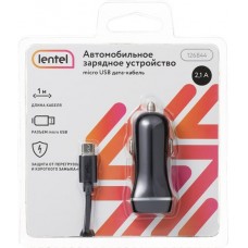 Зарядное устройство для автомобиля LENTEL в комплекте с кабелем Usb A - micro-Usb 2,1A, черное Арт. 126844 в магазинах Лента