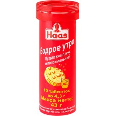 Биологически активная добавка HAAS Бодрое утро Мульти комплекс антипохмельный, в таблетках, 10х4,3г в магазинах Лента