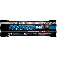 Батончик протеиновый IRONMAN Protein Bar Кокос, в темной глазури, с коллагеном, 50г в магазинах Лента
