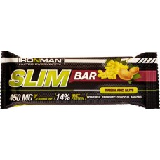 Батончик IRONMAN Slim Bar Изюм-орех, в темной глазури, с L-карнитином, 50г в магазинах Лента