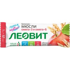 Батончик-мюсли ЛЕОВИТ с яблоком и семенем льна, 30г в магазинах Лента