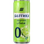 Напиток пивной безалкогольный БАЛТИКА 0 Лайм ароматизированный нефильтрованный пастеризованный 0,5%, 0.33л