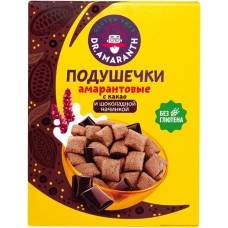 Подушечки безглютеновые DR. AMARANTH Амарантовые с какао и шоколадной начинкой, 180г в магазинах Лента