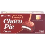 Пирожное LOTTE Choco Pie cacao бисквитное в шоколадной глазури, 6х28г