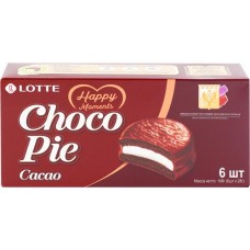 Пирожное LOTTE Choco Pie cacao бисквитное в шоколадной глазури, 6х28г в магазинах Лента