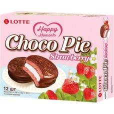 Печенье глазированное LOTTE Choco Pie со вкусом клубники, 336г в магазинах Лента