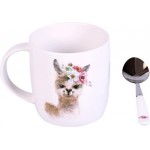 Кружка HOMECLUB с ложкой, 350мл, фарфор, в подарочной упаковке