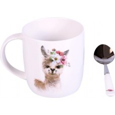 Кружка HOMECLUB с ложкой, 350мл, фарфор, в подарочной упаковке в магазинах Лента