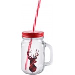 Банка HOMECLUB Deer, с ручкой и трубочкой, стекло, 450мл, в ассортименте, Арт. KHBSB
