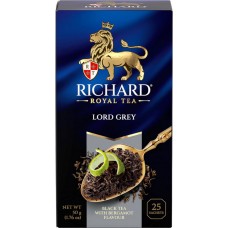 Чай черный RICHARD Lord Grey Цейлонский байховый, 25пак в магазинах Лента