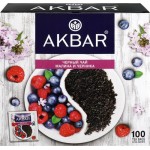 Чай черный AKBAR Малина и черника, 100пак