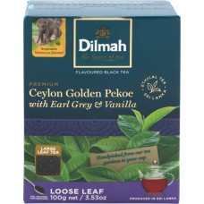 Чай черный DILMAH цейлонский со вкусом бергамота и ванили, листовой, 100г в магазинах Лента