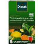 Чай черный DILMAH Лимон, мед и имбирь цейлонский, 20пак