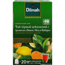 Чай черный DILMAH Лимон, мед и имбирь цейлонский, 20пак в магазинах Лента
