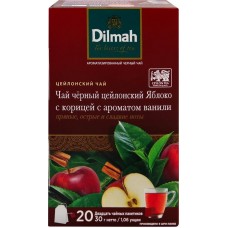 Чай черный DILMAH Яблоко с корицей цейлонский с ароматом ванили, 20пак в магазинах Лента