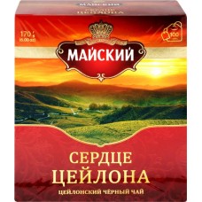Чай черный МАЙСКИЙ Сердце цейлона цейлонский, листовой, 100пак в магазинах Лента