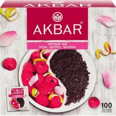 Чай черный AKBAR Роза, цитрус, малина, 100пак в магазинах Лента