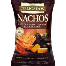 Чипсы кукурузные DELICADOS Nachos с кусочками оливок и паприкой, 150г в магазинах Лента