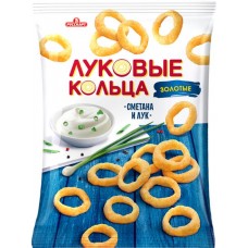 Снеки ЛУКОВЫЕ КОЛЬЦА Золотые Сметана и лук, 100г в магазинах Лента