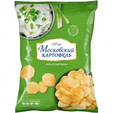 Чипсы картофельные МОСКОВСКИЙ КАРТОФЕЛЬ со вкусом лука и сметаны, 130г в магазинах Лента