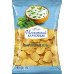 Чипсы картофельные рифленые МОСКОВСКИЙ КАРТОФЕЛЬ со вкусом сметаны и зелени, 150г