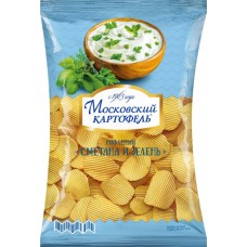 Чипсы картофельные рифленые МОСКОВСКИЙ КАРТОФЕЛЬ со вкусом сметаны и зелени, 150г в магазинах Лента