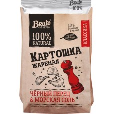Чипсы картофельные BRUTO Крафт Классика, картошка жареная с черным перцем и морской солью, 130г в магазинах Лента