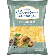 Чипсы картофельные МОСКОВСКИЙ КАРТОФЕЛЬ со вкусом соленых груздей, рифленые, 130г в магазинах Лента