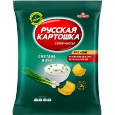 Чипсы картофельные РУССКАЯ КАРТОШКА со вкусом сметаны и лука, 140г в магазинах Лента