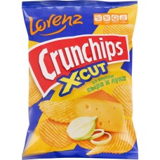 Чипсы картофельные LORENZ Crunchips X-Cut рифленые, со вкусом сыра и лука, 70г в магазинах Лента
