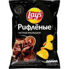 Чипсы картофельные LAY'S рифленые, со вкусом острые крылышки, 95г в магазинах Лента
