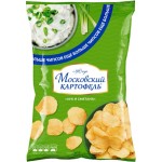 Чипсы МОСКОВСКИЙ КАРТОФЕЛЬ со вкусом лука и сметаны, 200г