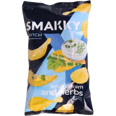 Чипсы картофельные SMAKKY со вкусом сметана и зелень, 180г в магазинах Лента