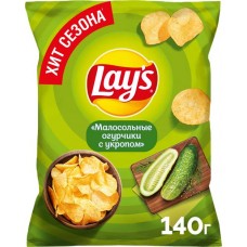 Чипсы картофельные LAY'S Малосольные огурчики с укропом, 140г в магазинах Лента