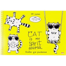 Альбом для рисования PROF-PRESS Кошачий дизайн, А4, 24 листа в магазинах Лента