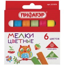 Мел цветной ПИФАГОР квадратный, 6шт в магазинах Лента