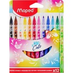 Фломастеры MAPED Mini cute 12 цветов, смываемые, Арт. 845404