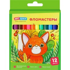 Фломастеры ARTSPACE Милые зверушки, смываемые, 12 цветов, Арт. WP12_26902 в магазинах Лента