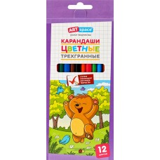 Карандаши цветные ARTSPACE Лесные жители, трехгранные, 12 цветов, Арт. CP_41025 в магазинах Лента