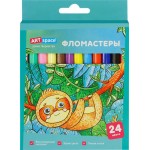 Фломастеры ARTSPACE Милые зверушки, смываемые, 24 цвета, Арт. WP24_26940